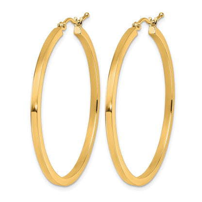 10K Yellow Gold 2mm Square Tube Hoop Earrings