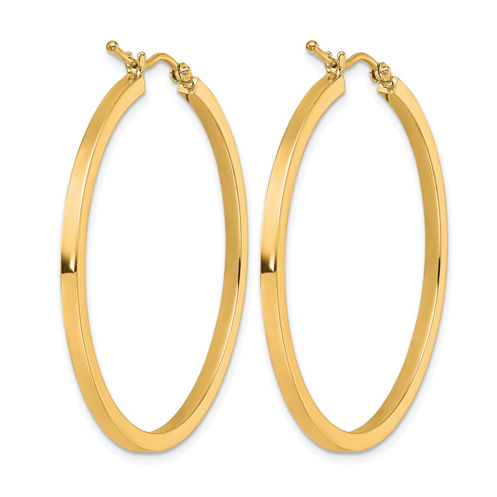 10K Yellow Gold 2mm Square Tube Hoop Earrings