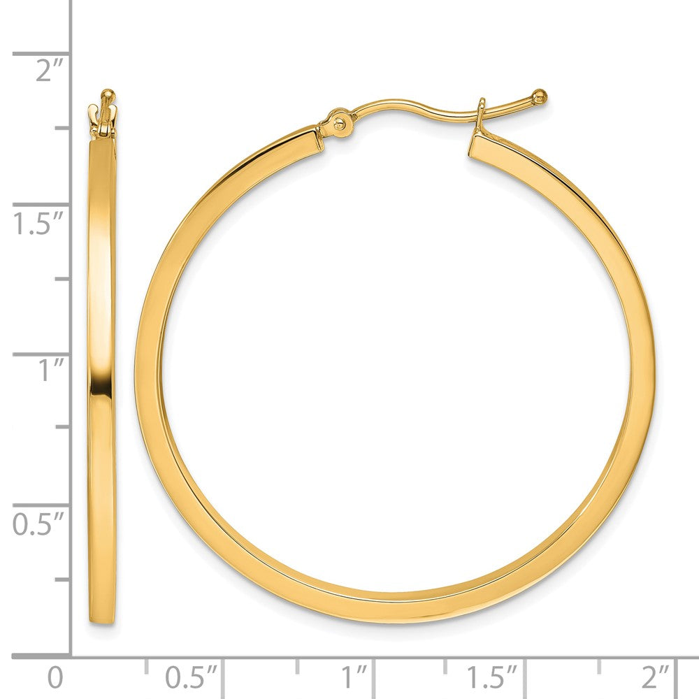 10K Yellow Gold 2mm Square Tube Hoop Earrings