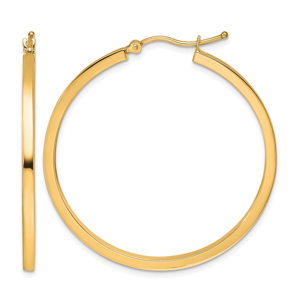 10K Yellow Gold 2mm Square Tube Hoop Earrings