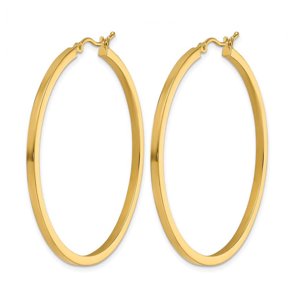 10K Yellow Gold 2mm Square Tube Hoop Earrings