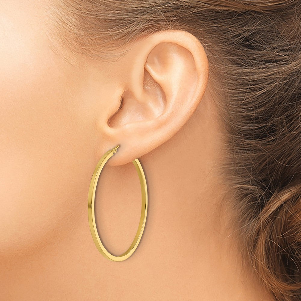 10K Yellow Gold 2mm Square Tube Hoop Earrings