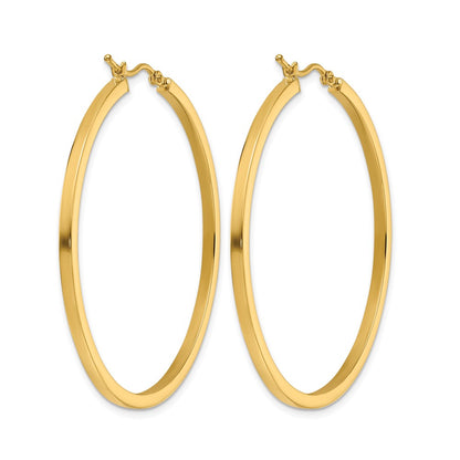 10K Yellow Gold 2mm Square Tube Hoop Earrings