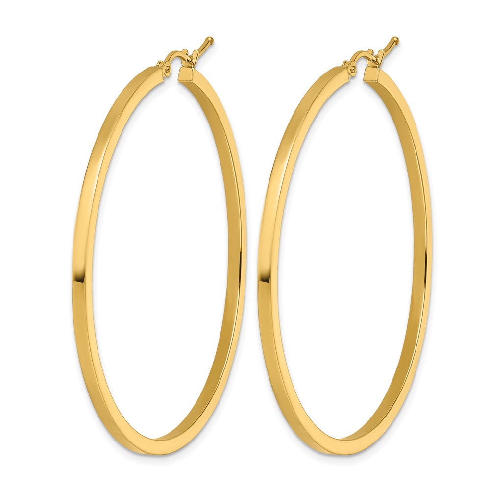 10K Yellow Gold 2mm Square Tube Hoop Earrings