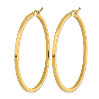 10K Yellow Gold 2mm Square Tube Hoop Earrings
