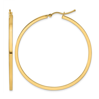 10K Yellow Gold 2mm Square Tube Hoop Earrings