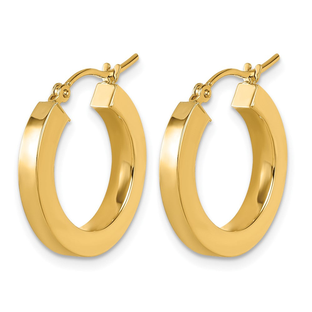 10K Yellow Gold 3mm Polished Square Hoop Earrings