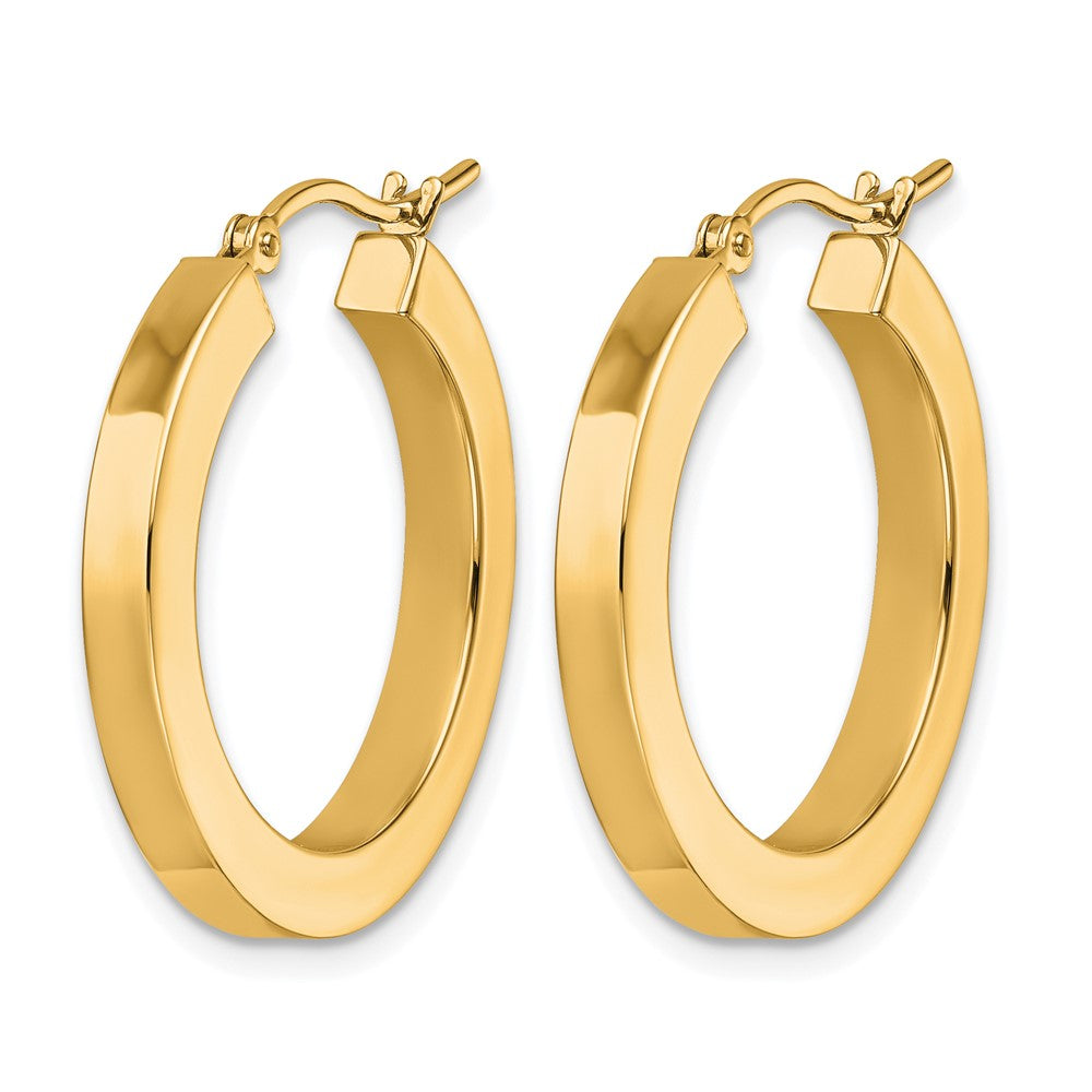 10K Yellow Gold 3mm Polished Square Hoop Earrings