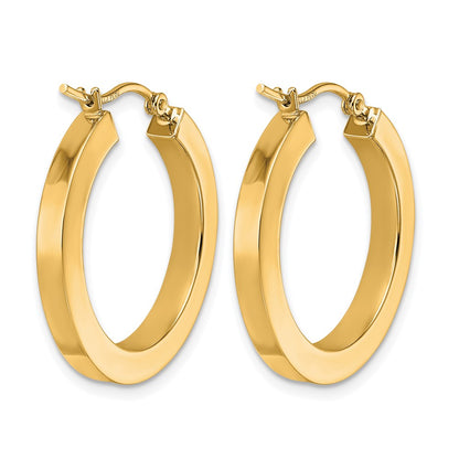 10K Yellow Gold 3mm Polished Square Hoop Earrings