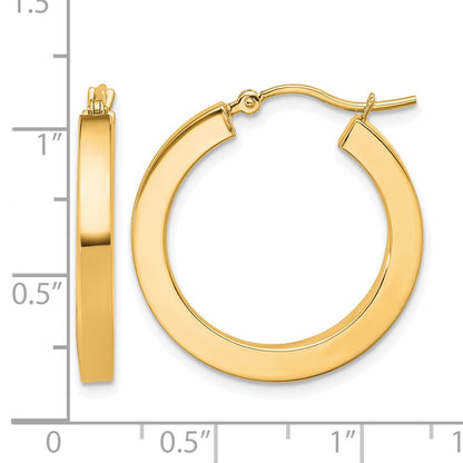 10K Yellow Gold 3mm Polished Square Hoop Earrings