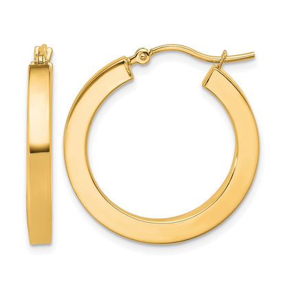 10K Yellow Gold 3mm Polished Square Hoop Earrings