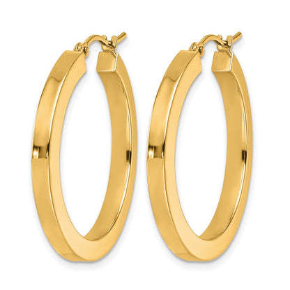 10K Yellow Gold 3mm Polished Square Hoop Earrings