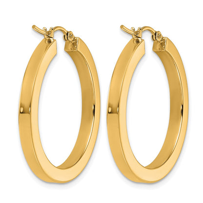 10K Yellow Gold 3mm Polished Square Hoop Earrings