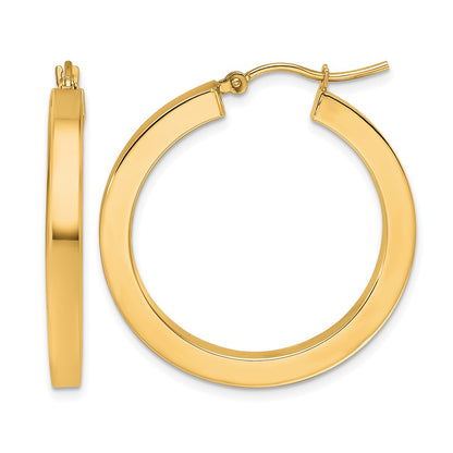 10K Yellow Gold 3mm Polished Square Hoop Earrings