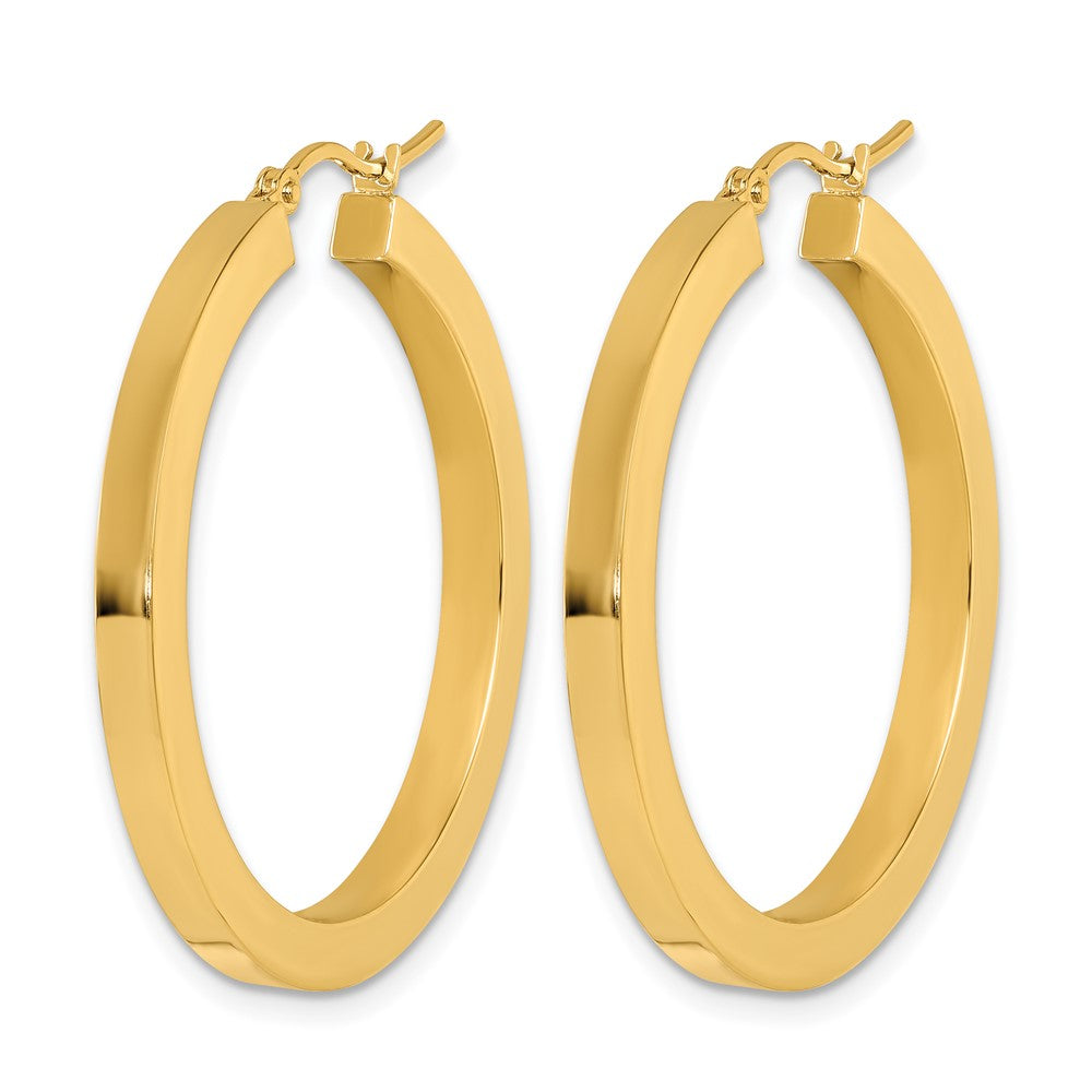 10K Yellow Gold 3mm Polished Square Hoop Earrings