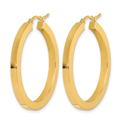 10K Yellow Gold 3mm Polished Square Hoop Earrings