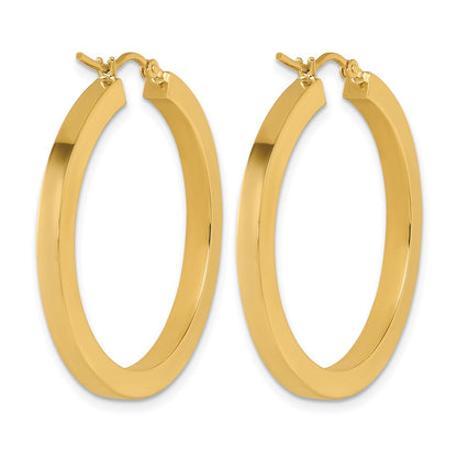 10K Yellow Gold 3mm Polished Square Hoop Earrings