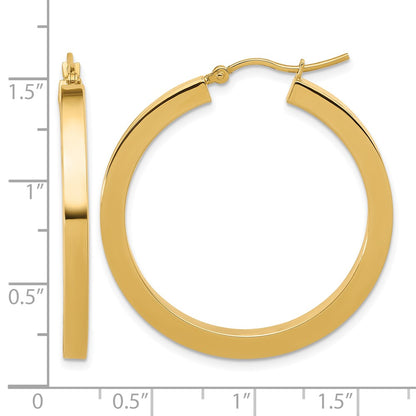 10K Yellow Gold 3mm Polished Square Hoop Earrings
