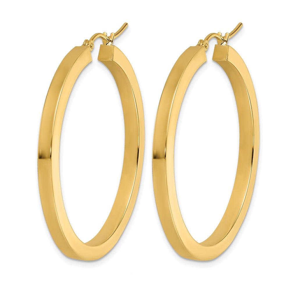 10K Yellow Gold 3mm Polished Square Hoop Earrings