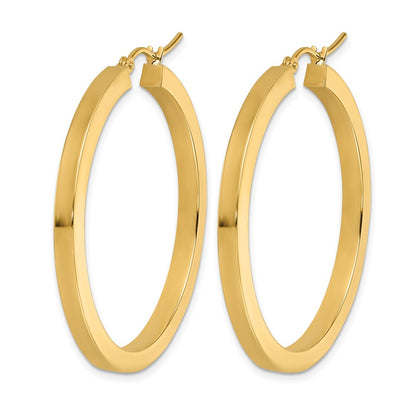 10K Yellow Gold 3mm Polished Square Hoop Earrings