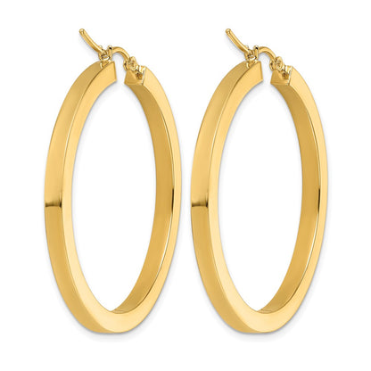 10K Yellow Gold 3mm Polished Square Hoop Earrings