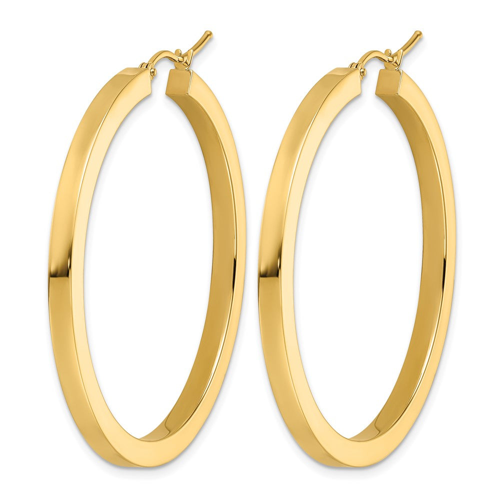 10K Yellow Gold 3mm Polished Square Hoop Earrings