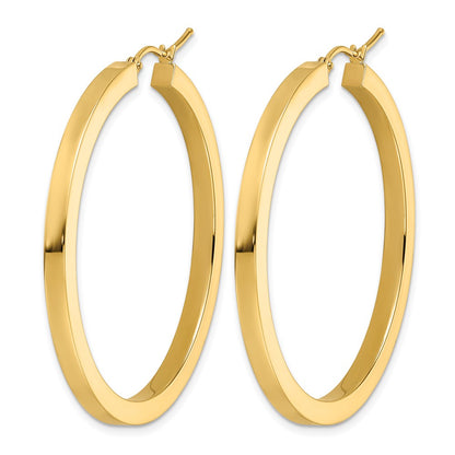 10K Yellow Gold 3mm Polished Square Hoop Earrings