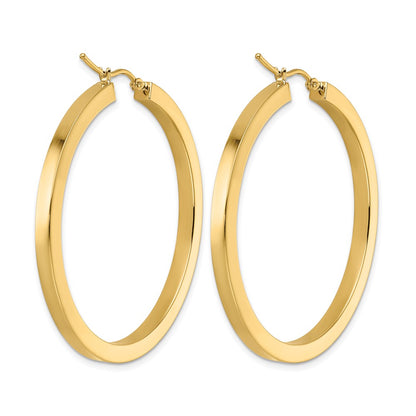 10K Yellow Gold 3mm Polished Square Hoop Earrings