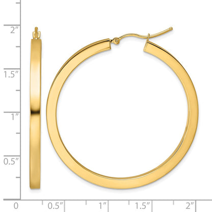 10K Yellow Gold 3mm Polished Square Hoop Earrings