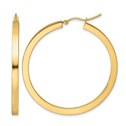 10K Yellow Gold 3mm Polished Square Hoop Earrings