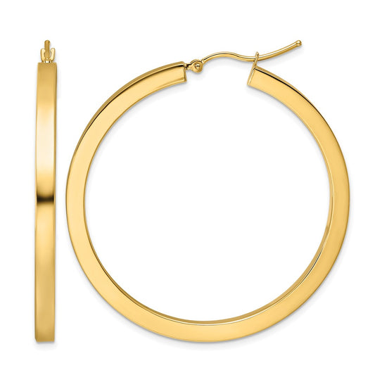 10K Yellow Gold 3mm Polished Square Hoop Earrings
