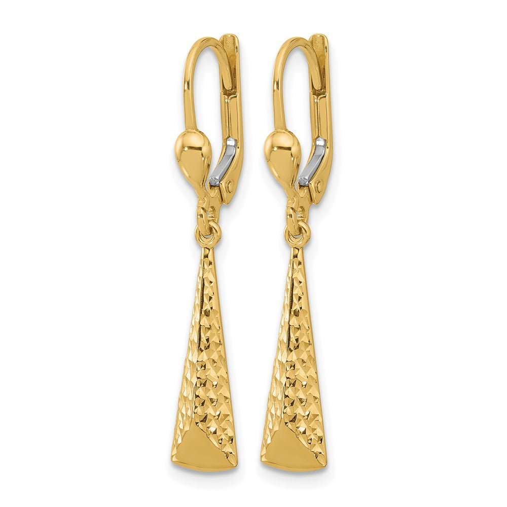 10K Yellow Gold Polished And Textured Leverback Dangle Earrings