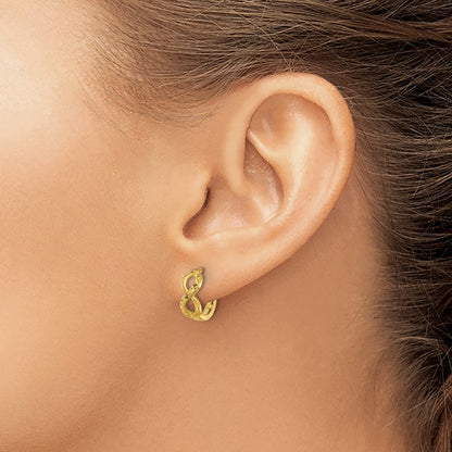 10K Yellow Gold Polished And Diamond Cut Infinity Huggie Hoop Earrings