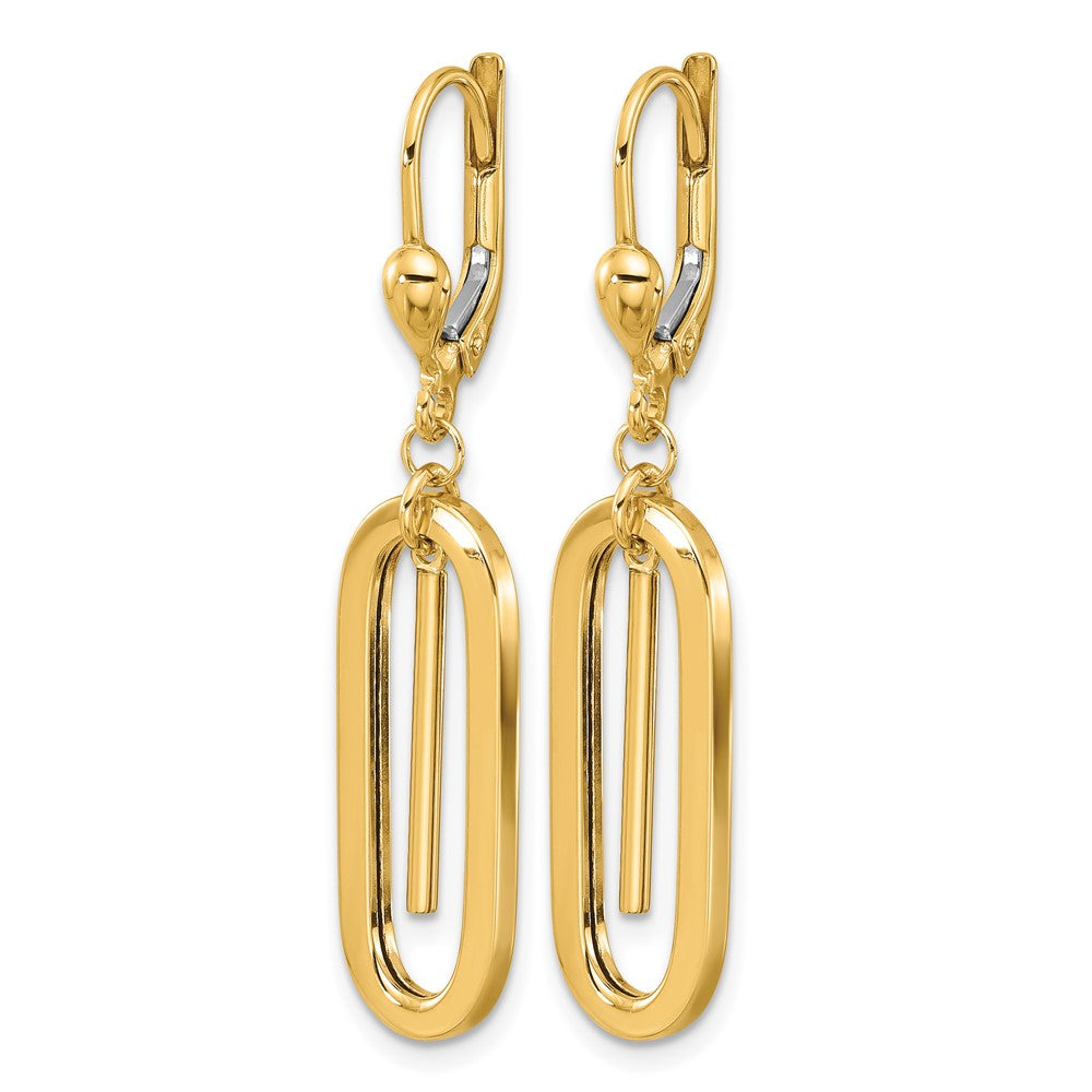 10K Yellow Gold Polished Dangle Leverback Earrings