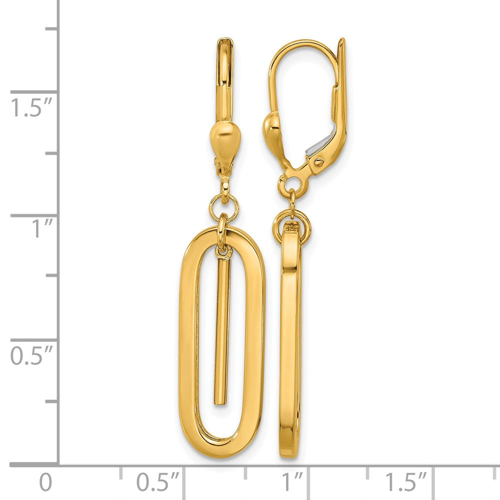 10K Yellow Gold Polished Dangle Leverback Earrings