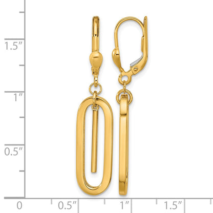 10K Yellow Gold Polished Dangle Leverback Earrings