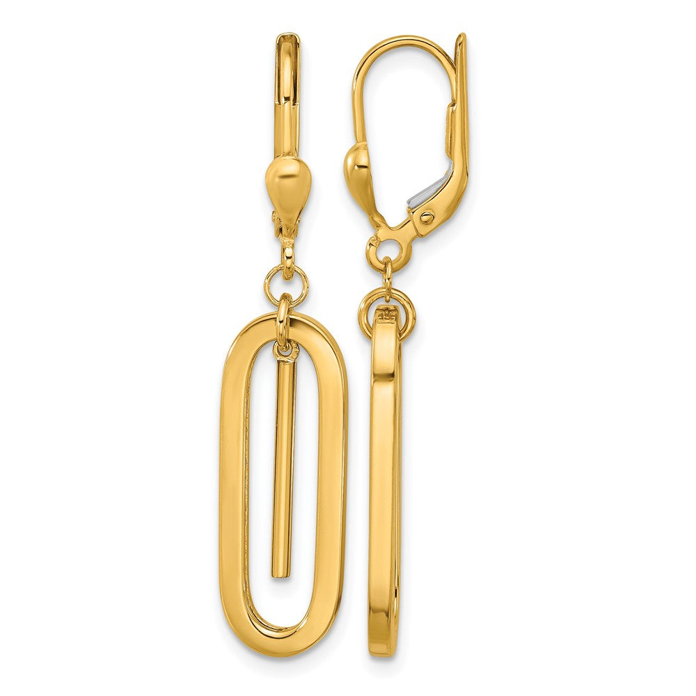 10K Yellow Gold Polished Dangle Leverback Earrings