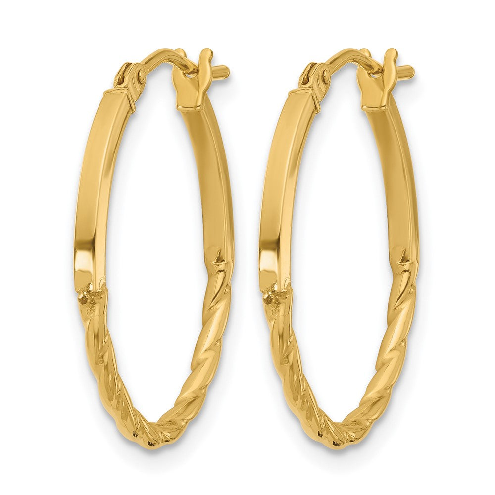 10K Yellow Gold Polished Twist Oval Hoop Earrings