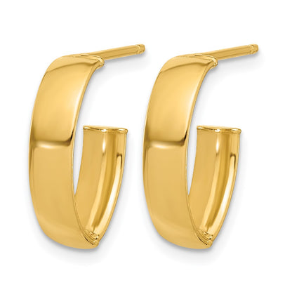 10K Yellow Gold Polished J Hoop Post Earrings