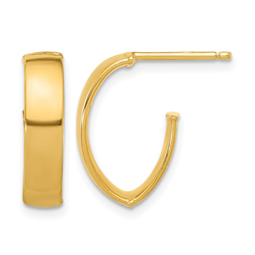 10K Yellow Gold Polished J Hoop Post Earrings