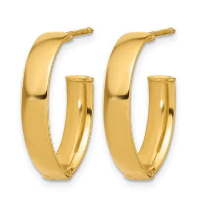 10K Yellow Gold Polished J Hoop Post Earrings