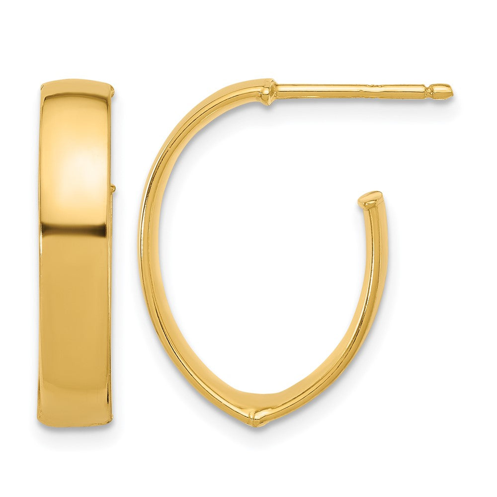 10K Yellow Gold Polished J Hoop Post Earrings