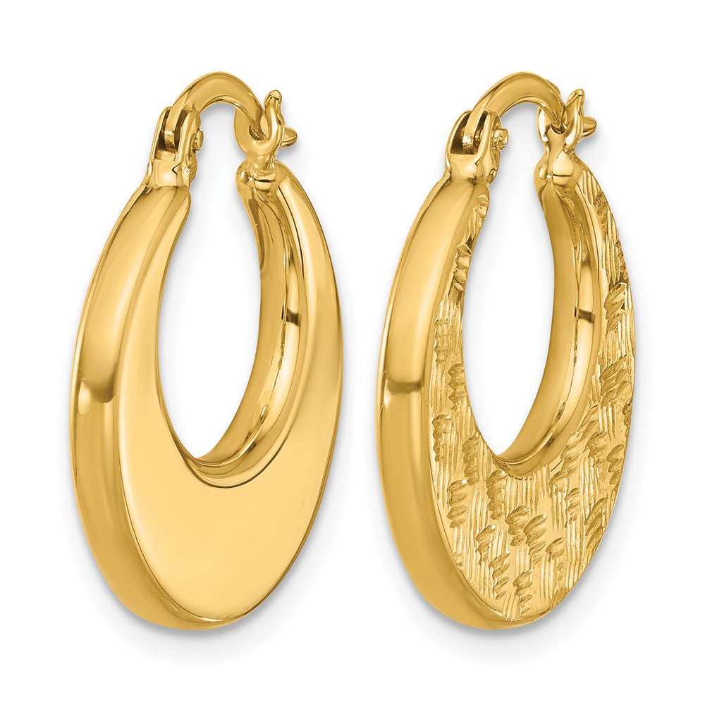 10K Yellow Gold Polished And Diamond Cut Fancy Hoop Earrings