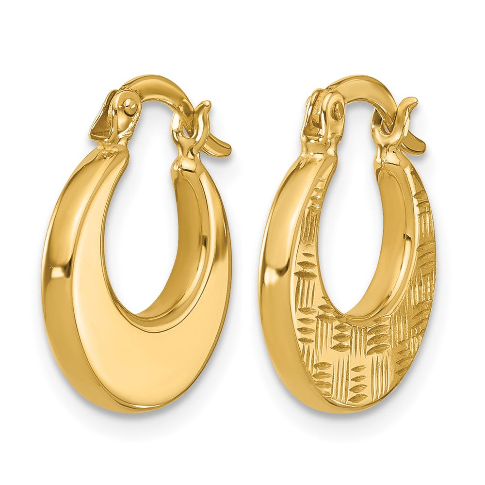 10K Yellow Gold Polished And Diamond Cut Fancy Hoop Earrings