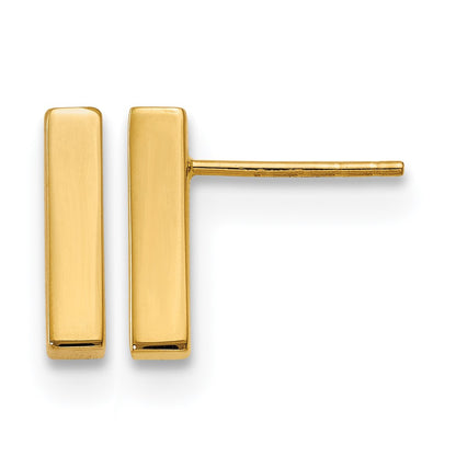 10K Yellow Gold Polished Post Bar Earrings