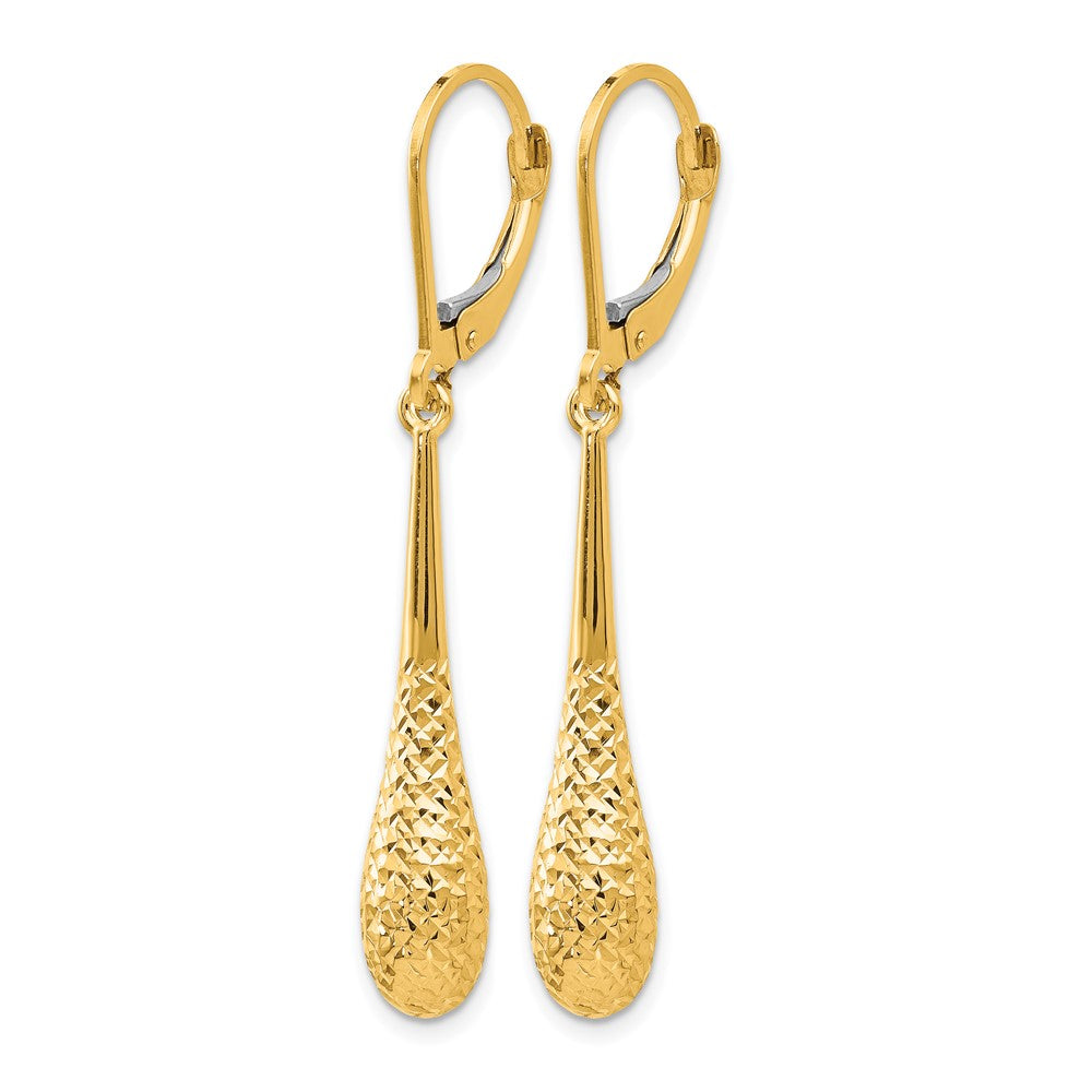 10K Yellow Gold Polished And D/C Leverback Earrings