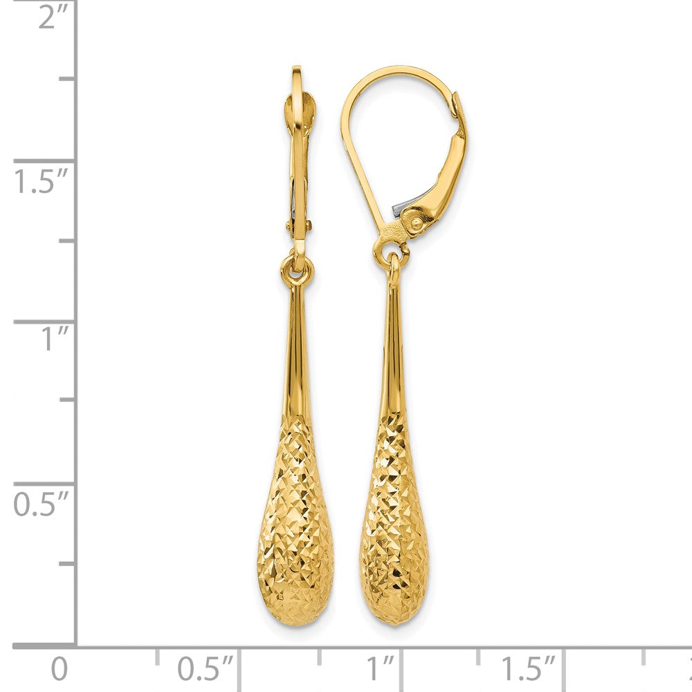 10K Yellow Gold Polished And D/C Leverback Earrings
