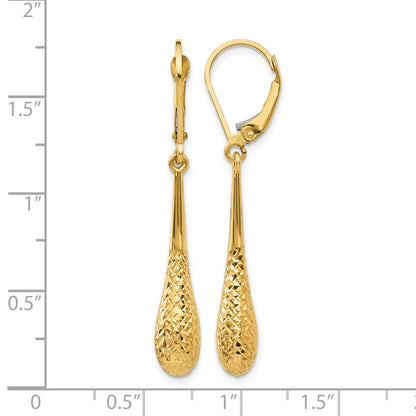 10K Yellow Gold Polished And D/C Leverback Earrings