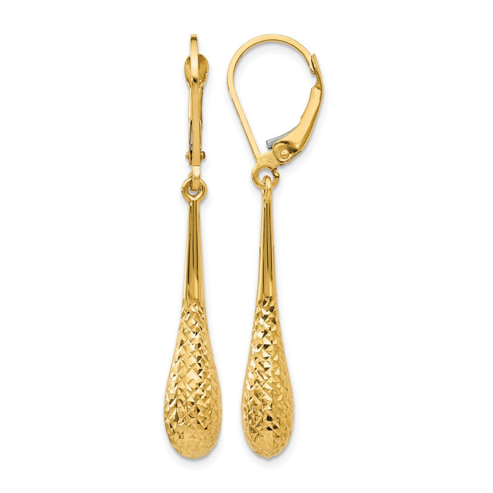 10K Yellow Gold Polished And D/C Leverback Earrings