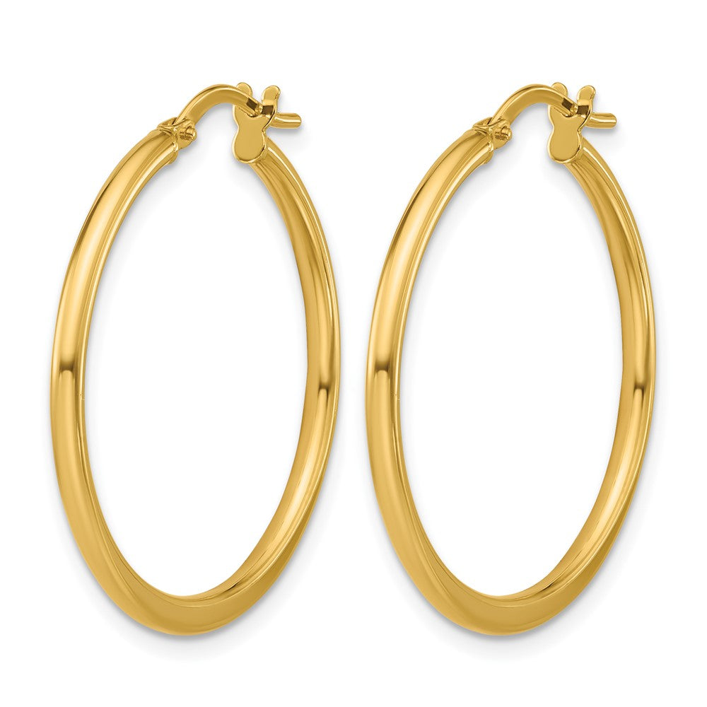 10K Yellow Gold Polished Round Hoop Earrings